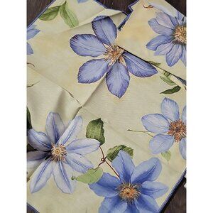 3pc TerriSol Wildflower Cloth Napkins Blue Yellow 17x17 Cotton Made in Brazil
